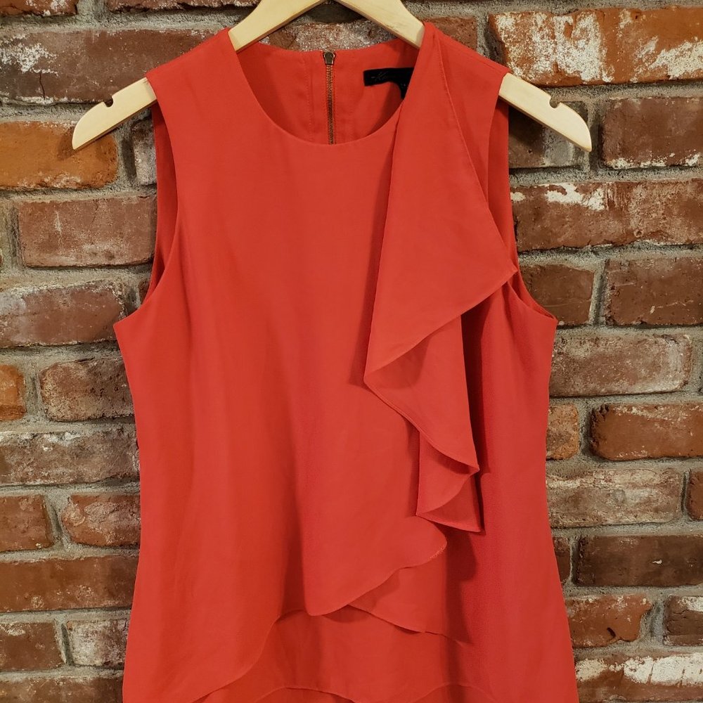 Kenneth Cole Red Flowy Cross Ruffle Tank Top Size S